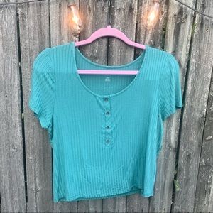 American Eagle Outfitters Henley Ribbed Crop Top